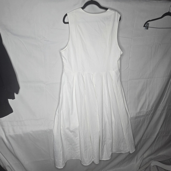 Floreya White Sleeveless Midi Dress Button Detail 2X Beach Bachelorette Wedding - Picture 5 of 6